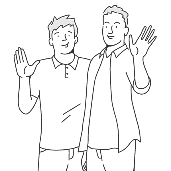 illustration greetings from founders waving hello