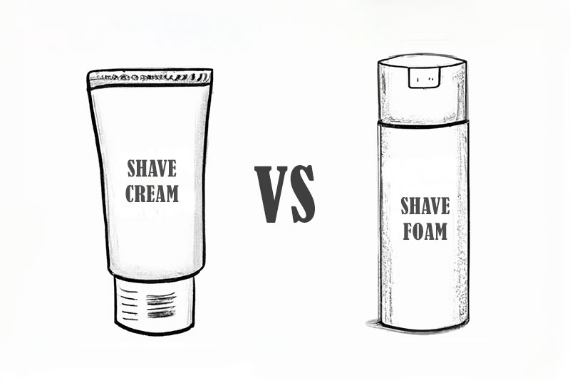 illustration of shave cream in a tube and shaving foam in a can